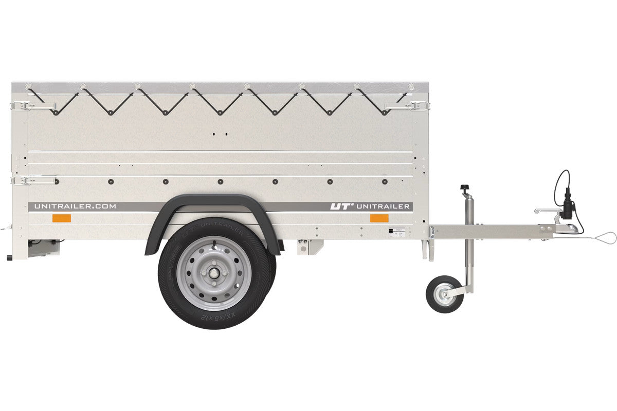 Remorque Garden Trailer 200 Kipp avec roue jockey, rehausses, châssis H-0 et bâche grise