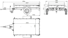 Remorque simple essieu 200 x 125 avec bâche haute, arceau, rehausses de ridelles et roue jockey – Garden Trailer 201 KIPP