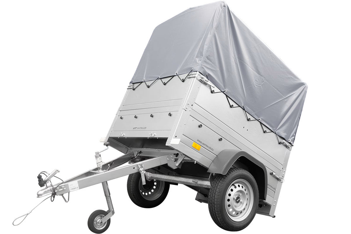 Remorque rehaussée avec bâche 150 x 106 [bâche grise, arceau, rehausses de ridelles et roue jockey] Garden Trailer 150 KIPP