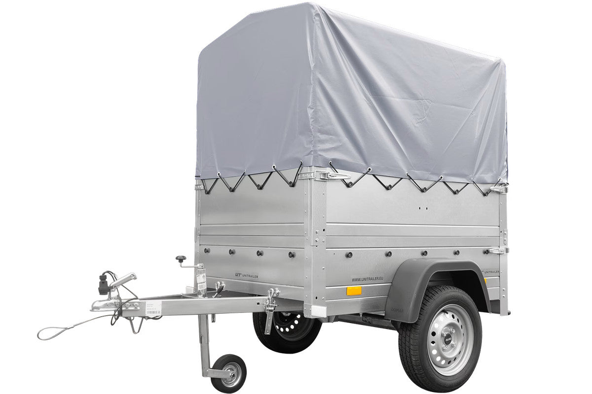 Remorque rehaussée avec bâche 150 x 106 [bâche grise, arceau, rehausses de ridelles et roue jockey] Garden Trailer 150 KIPP