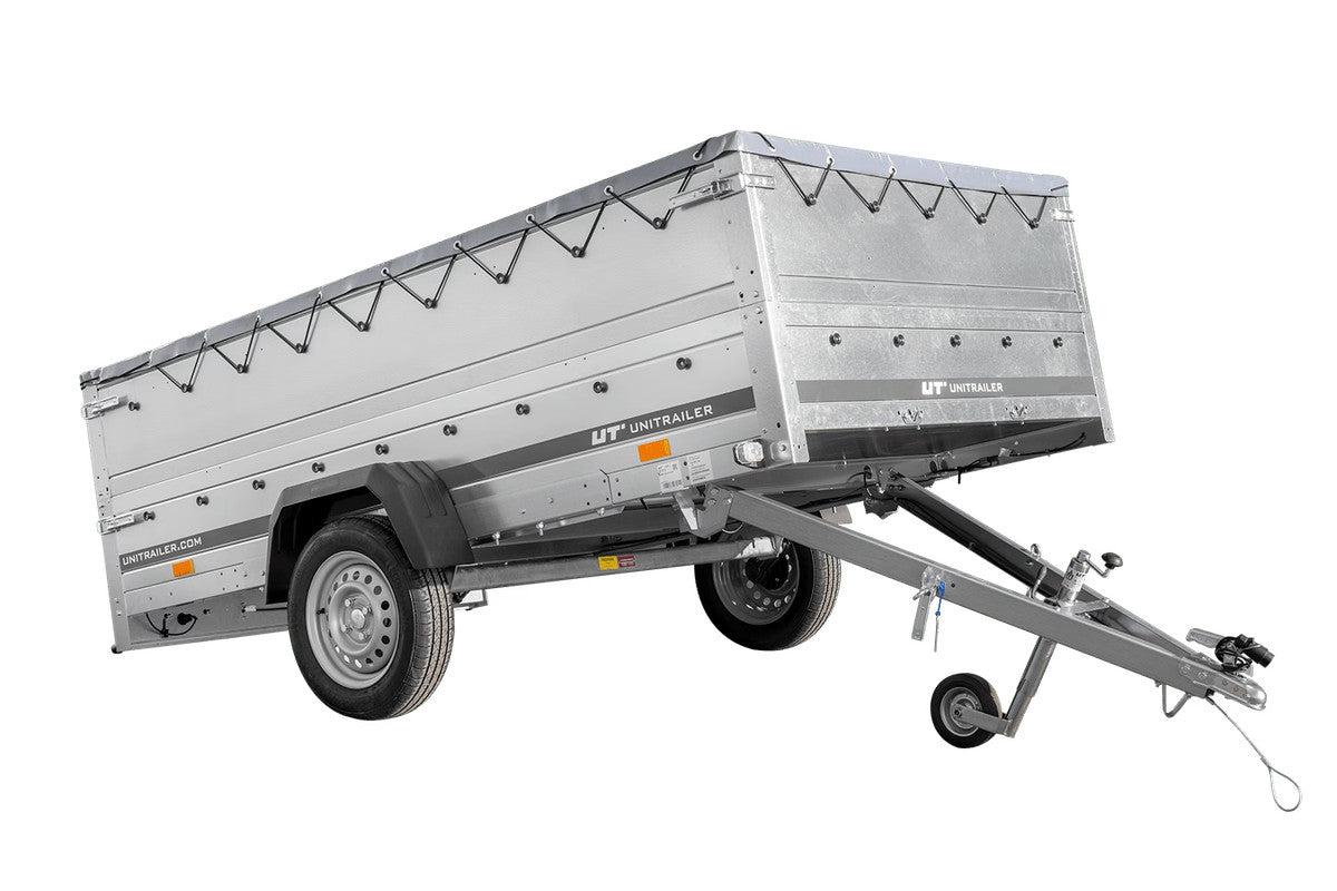 Remorque voiture 264 x 150 UNITRAILER GARDEN 265 KIPP avec ridelles BIS, cadre H-0 et bâche grise