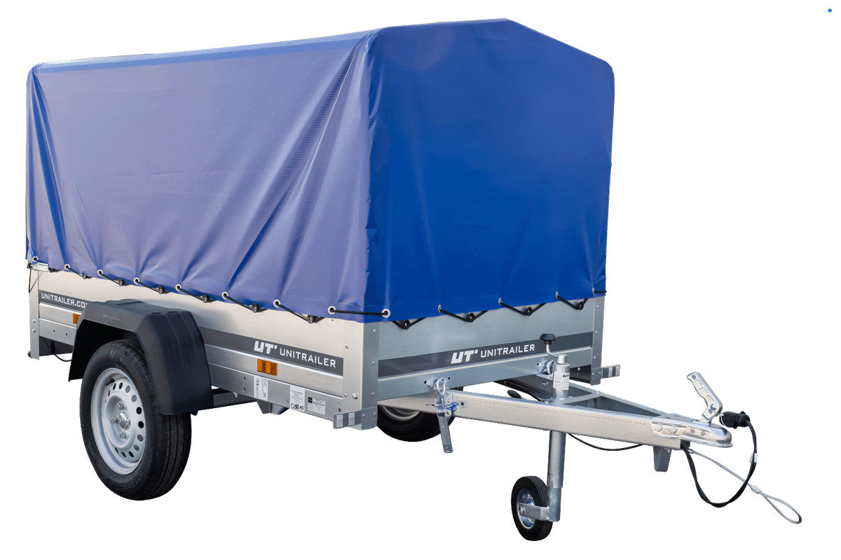 Remorque bagagère Garden Trailer 200 KIPP 200 x 106 cm avec bâche haute bleue, arceau et roue jockey