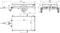 Remorque simple essieu 200 x 125 avec bâche plate, tiges de support bâche, ridelles grillagées et roue jockey – Garden Trailer 201 KIPP