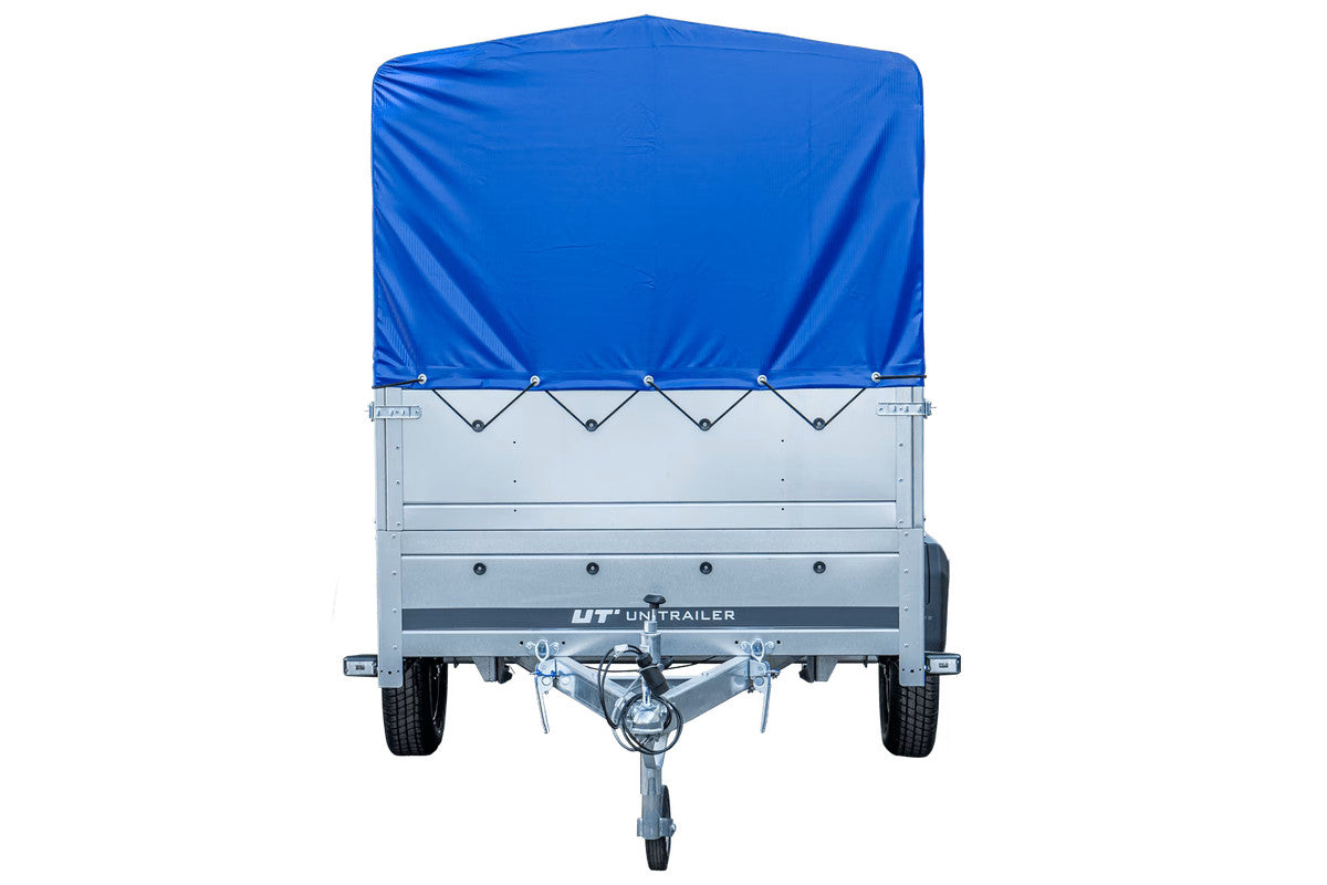 REMORQUE 264 KIPP AVEC ROUE JOCKEY, CÔTÉS RIDELLES SUPPLÉMENTAIRES, CHÂSSIS H-800 ET BACHE BLEUE