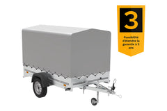 Remorque routière avec bâche haute (110 cm), arceau (110 cm) et roue jockey 230 x 125 Garden Trailer 230 KIPP