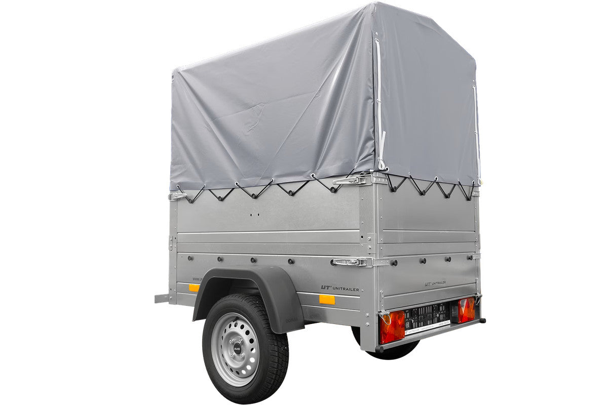 Remorque rehaussée avec bâche 150 x 106 [bâche grise, arceau, rehausses de ridelles et roue jockey] Garden Trailer 150 KIPP