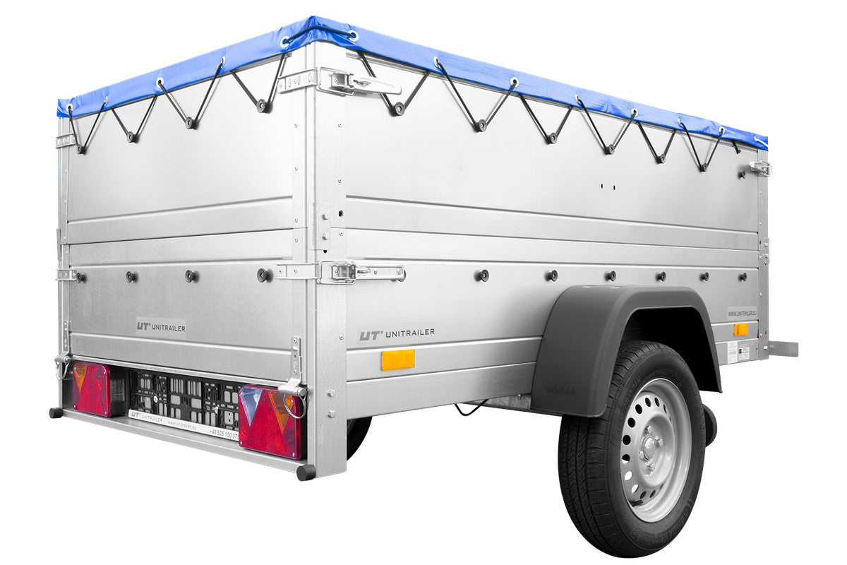 Remorque neuve 200 x 106 avec bâche plate, rehausses de ridelles et roue jockey – Garden Trailer 200 KIPP