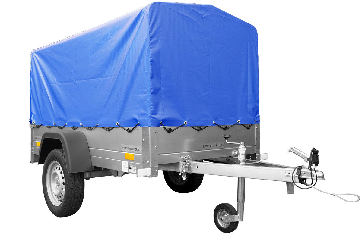 Remorque pliable 750 kg 200 x 125 avec bâche dôme bleue et arceau Garden Trailer 201 KIPP